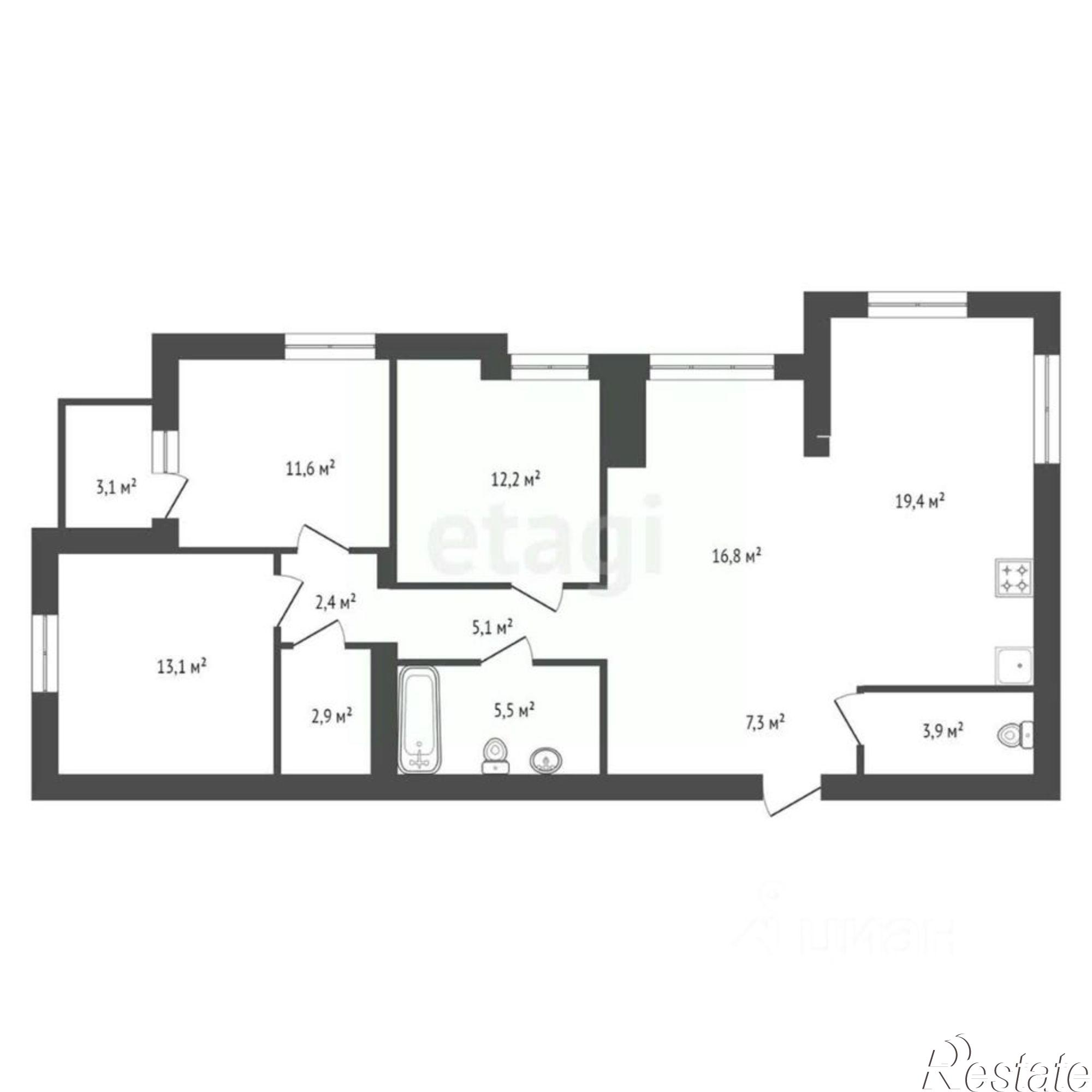 Купить квартиру за 12 980 000 рублей на городской округ Уфа