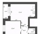 2-комн, 40кв м, этаж 1/3 городской округ Уфа