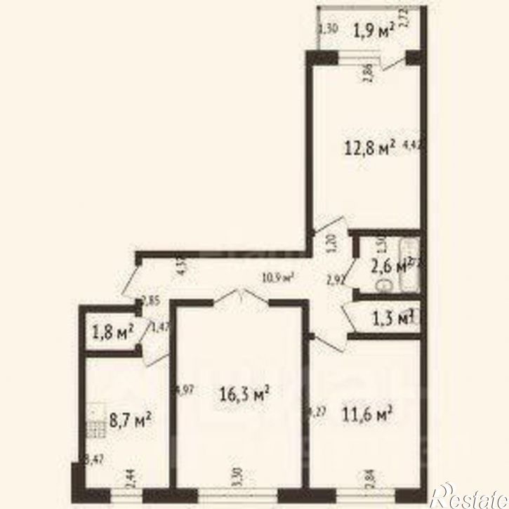 3-комн квартира