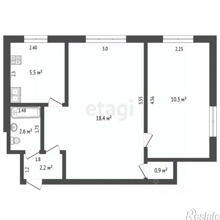 2-комн квартира Советская улица, 40А,  д. 40А