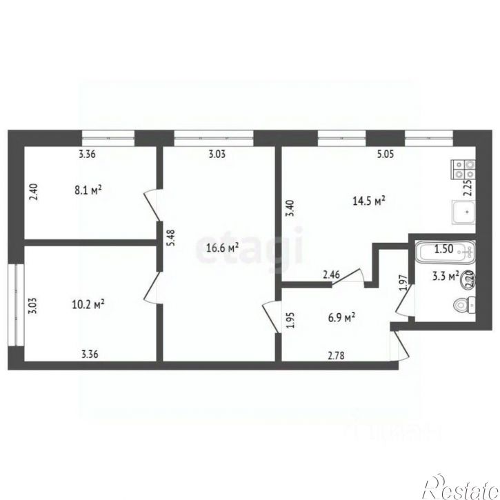 3-комн квартира Пролетарская улица, 107,  д. 107