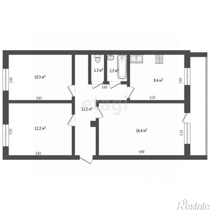 3-комн квартира Бирский район, Бирск