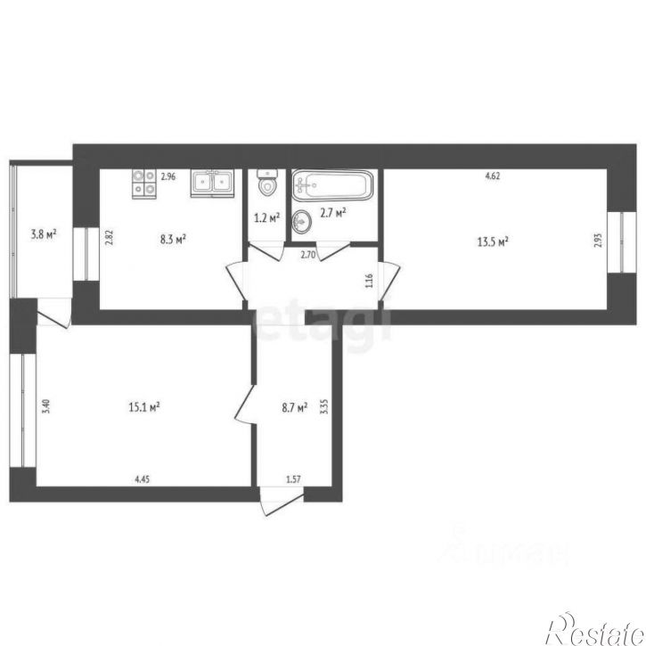 2-комн квартира Бирский район, Бирск