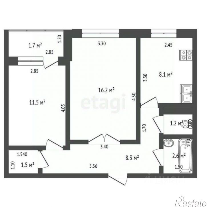 2-комн квартира улица Химиков, 35,  д. 35