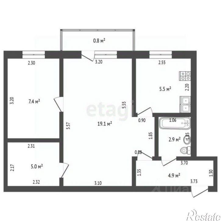 2-комн квартира