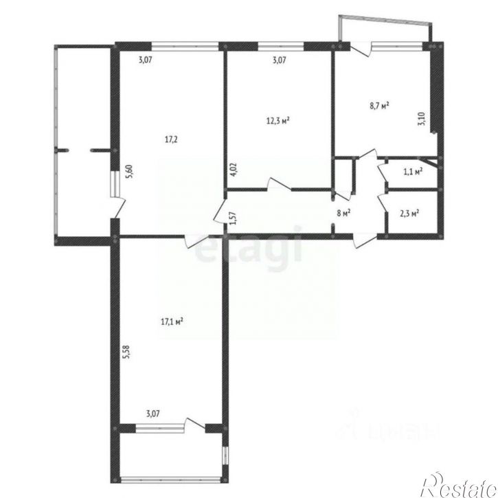 3-комн квартира городской округ Уфа