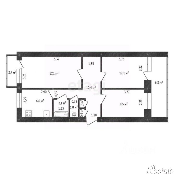 3-комн квартира городской округ Уфа
