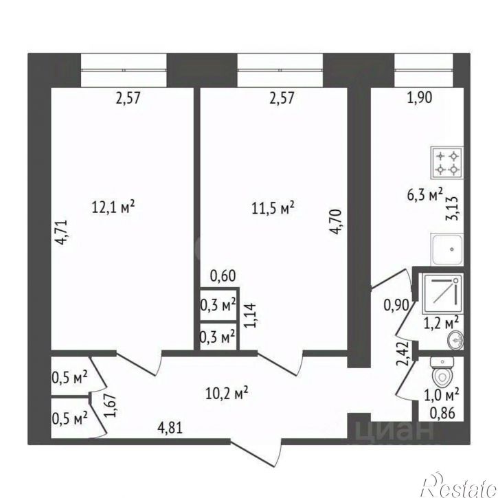 2-комн квартира городской округ Уфа