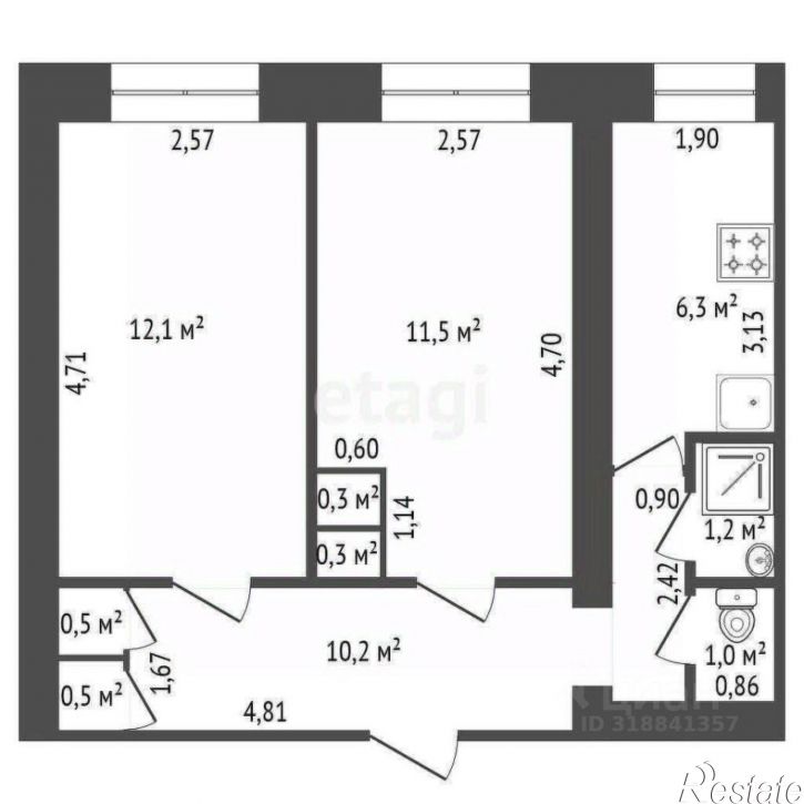 2-комн квартира городской округ Уфа