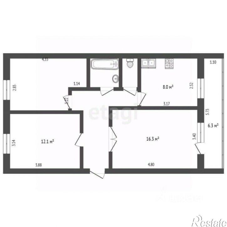 3-комн квартира