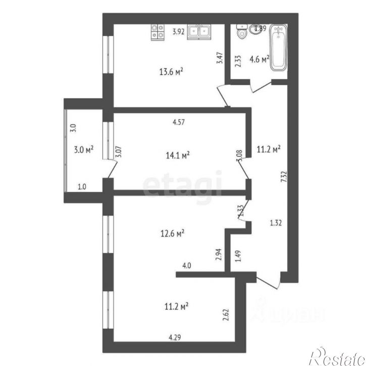 2-комн квартира