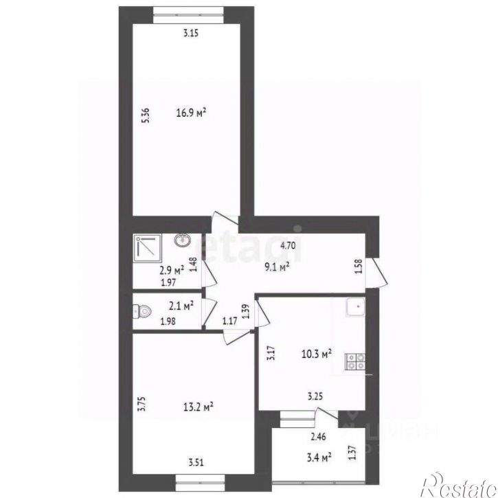 2-комн квартира