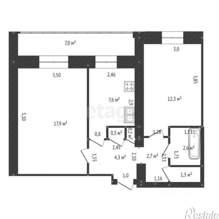 2-комн квартира городской округ Уфа