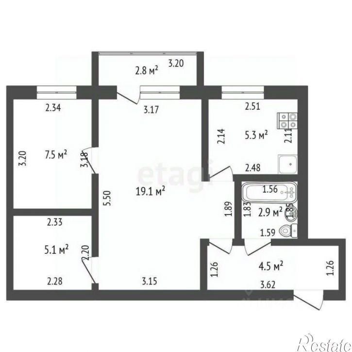 2-комн квартира