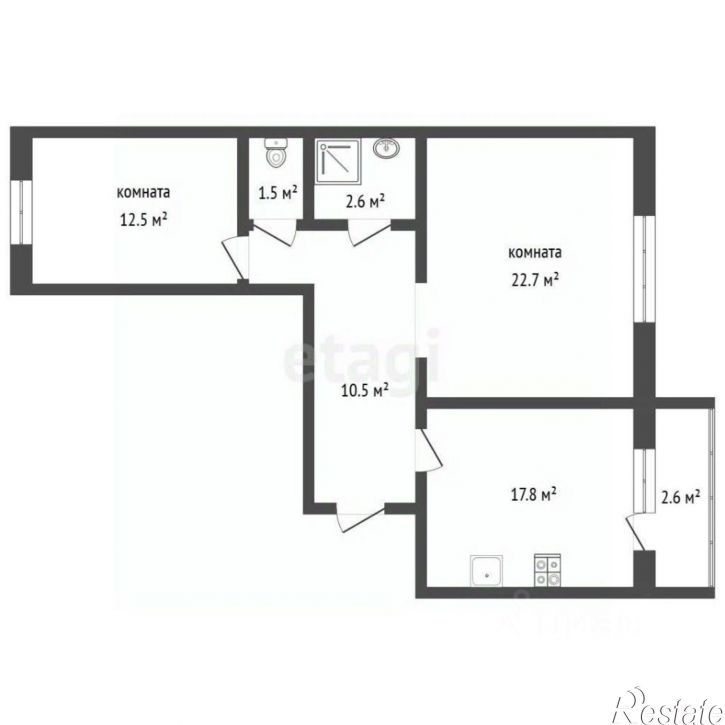 2-комн квартира