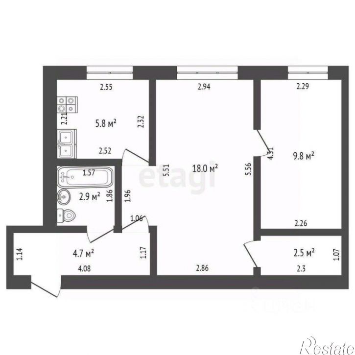 2-комн квартира