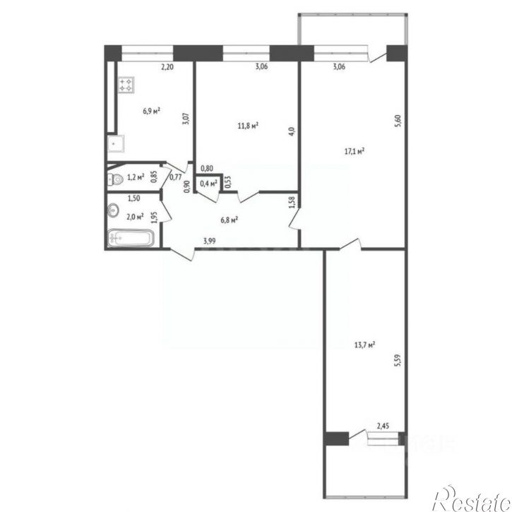 3-комн квартира городской округ Уфа