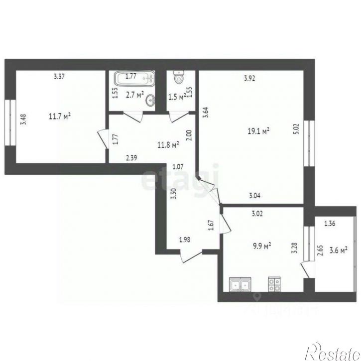 2-комн квартира