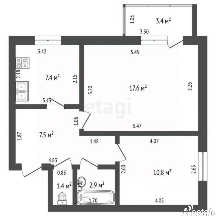 2-комн квартира