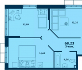 3-комн, 68 кв м, этаж 4/24 улица Ивана Спатара, 14