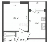 1-комн, 35кв м, этаж 4/9 улица Сазонова, 26