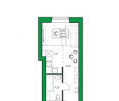 1-комн, 26 кв м, этаж 12/12 ул Игоря Талькова, 8