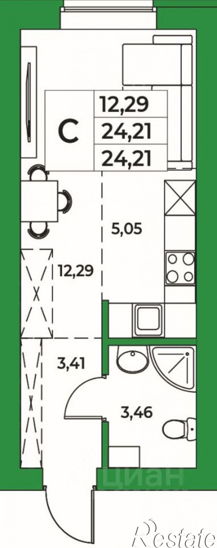 1-комн квартира в новом доме Уфимский район
