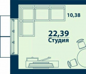 1-комн, 22 кв м, этаж 14/24 улица Ивана Спатара, 14