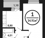 1-комн, 34 кв м, этаж 4/8 совхоз Цветы Башкирии