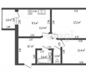 2-комн, 50кв м, этаж 5/5 проспект Ленина, 51А