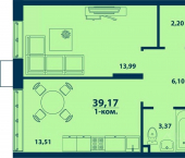 1-комн, 39 кв м, этаж 6/24 городской округ Уфа