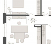 2-комн, 67 кв м, этаж 2/23 ул Аксакова, 14 1