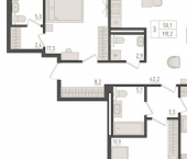 3-комн, 119 кв м, этаж 4/23 ул Аксакова, 14 1