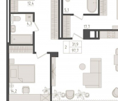 2-комн, 98 кв м, этаж 17/18 ул Аксакова, 14/1