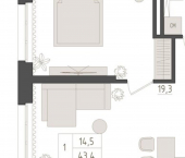 1-комн, 43 кв м, этаж 3/23 ул Аксакова, 14 1