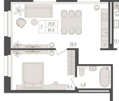 2-комн, 82 кв м, этаж 15/18 ул Аксакова, 14/1