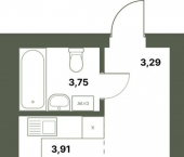 1-комн, 30 кв м, этаж 2/12 Уфимский район, село Миловка