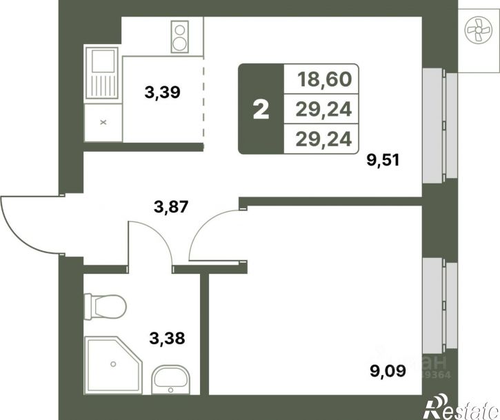 2-комн квартира в новом доме Уфимский район, село Миловка