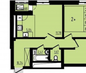 2-комн, 60 кв м, этаж 19/25 улица Майора Доставалова, 7