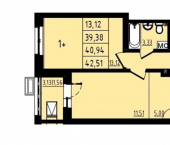 1-комн, 41 кв м, этаж 10/25 улица Майора Доставалова, 7