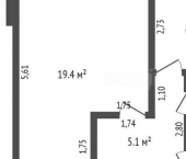 1-комн, 36кв м, этаж 9/9 ул Строителей, 18