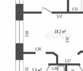 2-комн, 42кв м, этаж 1/5 проспект Ленина, 65