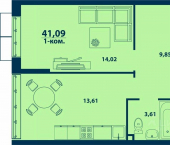 1-комн, 41 кв м, этаж 22/24 улица Ивана Спатара, 14