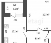 1-комн, 42кв м, этаж 7/9 Волочаевская улица, 22Г