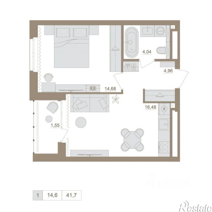 1-комн квартира в новом доме Уфа, жилой комплекс Яркий