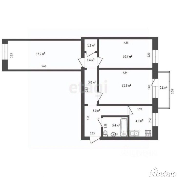 3-комн квартира