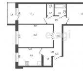 3-комн, 68кв м, этаж 5/5 Стадионная улица, 19А