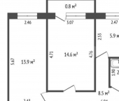 2-комн, 46кв м, этаж 1/5 проспект Октября, 53