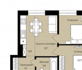 2-комн, 45 кв м, этаж 24/25 улица Ленина, 190 к1