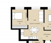 2-комн, 53 кв м, этаж 24/25 улица Ленина, 190 к1